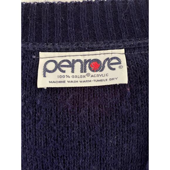 VTG 70s Women's Penrose Sweater Vest Cardigan Navy Blue size M - Picture 4 of 6